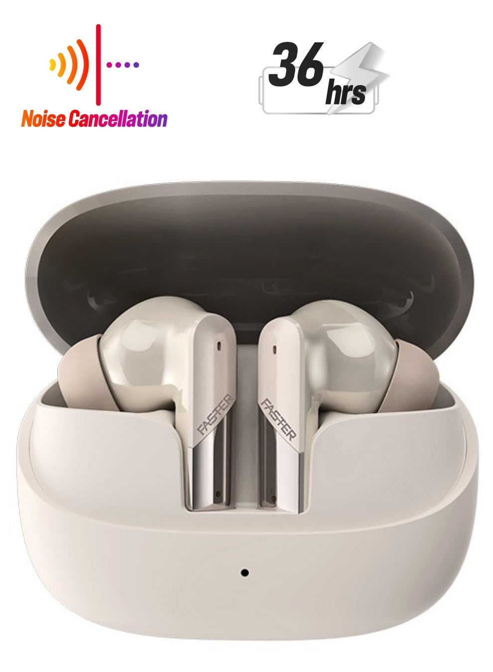 Valor Wireless Earbuds with Active Noise Cancellation (ANC) - 6 Hours Playtime with Bluetooth 5.3 - HiFi Stereo Sound - Gaming Bluetooth Earphones with Ultra-Low Latency - Deep Bass, IPX4 Water Resistant - For Exercise, Gym - Compatible with iPhone & Android (Beige)